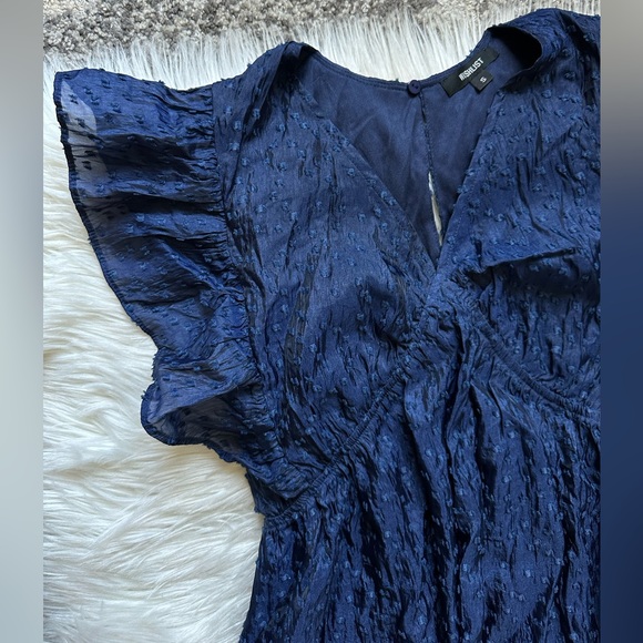 NWT midnight blue jacquard babydoll midi dress - Picture 6 of 11